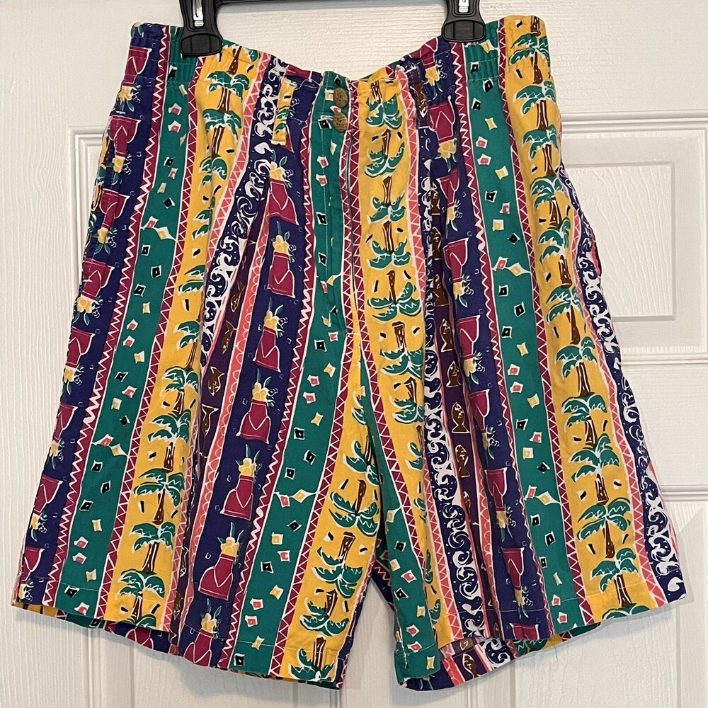 Vintage Woolrich Womens Shorts Papaya Tropical Hawaiian High Waist Sz Small